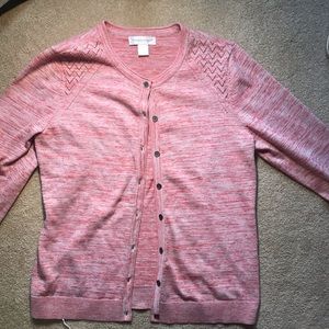 New pink watercolor button cardigan
